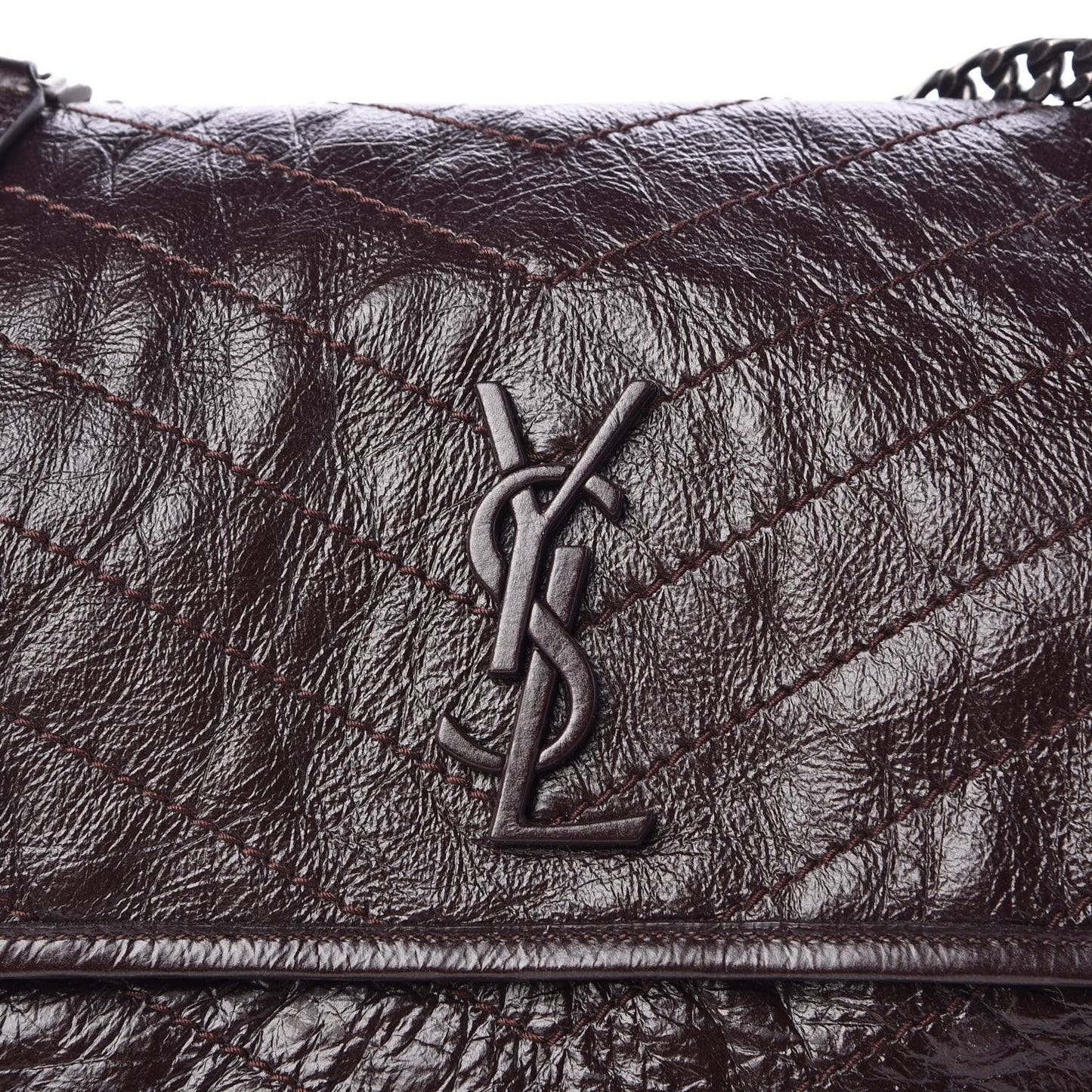Crinkled Calfskin Matelasse Monogram Medium Niki Chain Satchel Tulip