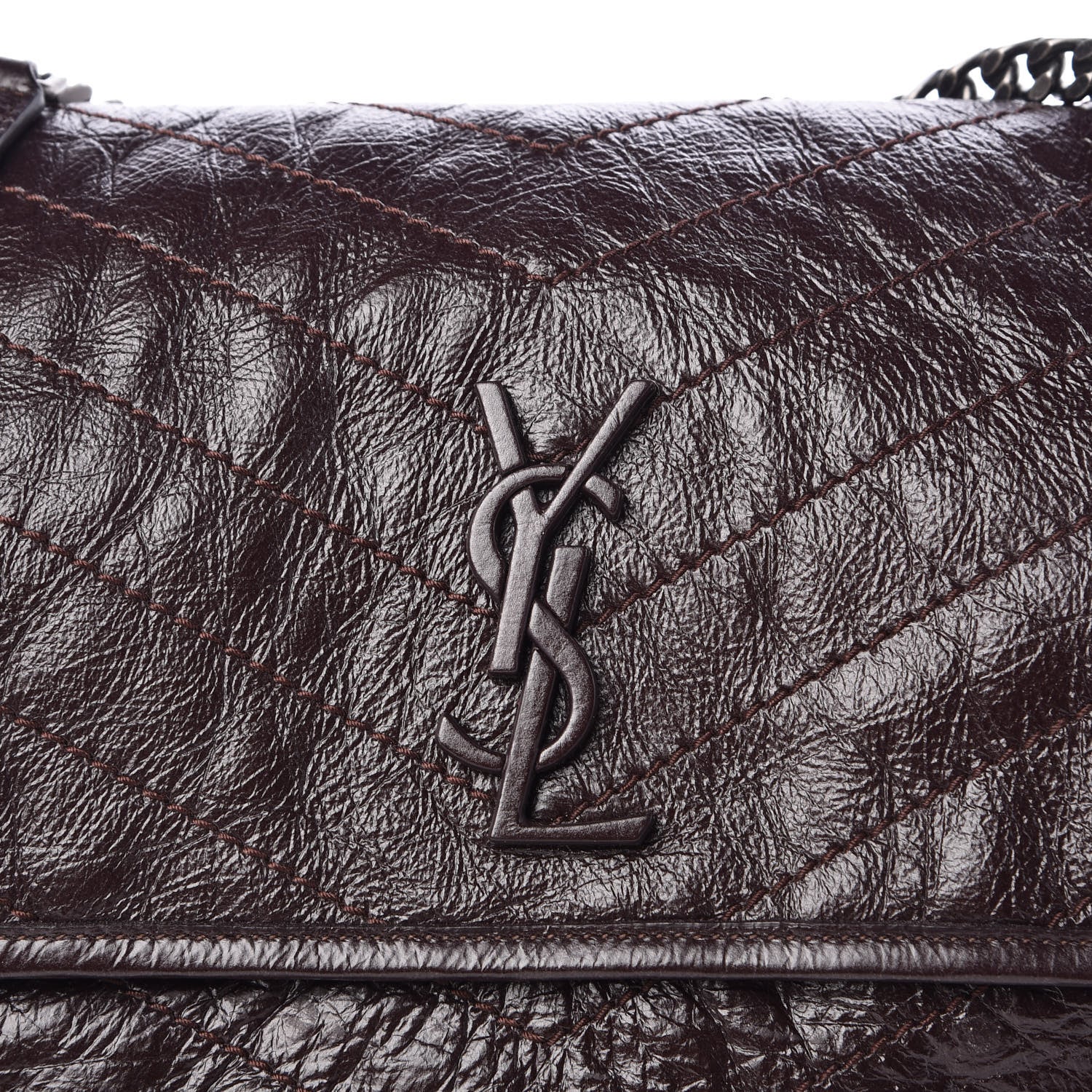 Saint Laurent Crinkled Calfskin Matelasse Monogram Medium Niki Chain Satchel Tulip 10 of 10