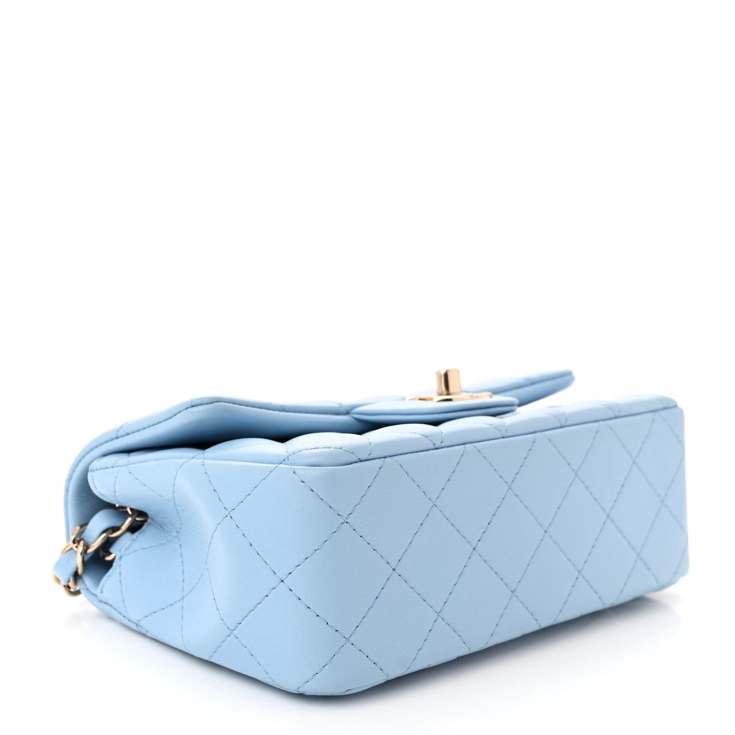 Chanel Lambskin Quilted Mini Rectangular Flap Light Blue 4 of 11