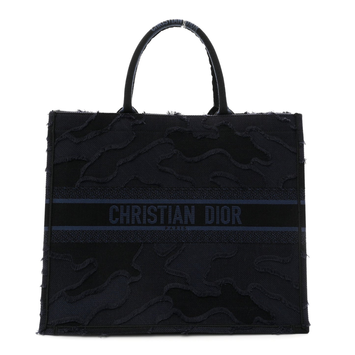 Canvas Embroidered Camouflage Book Tote Blue