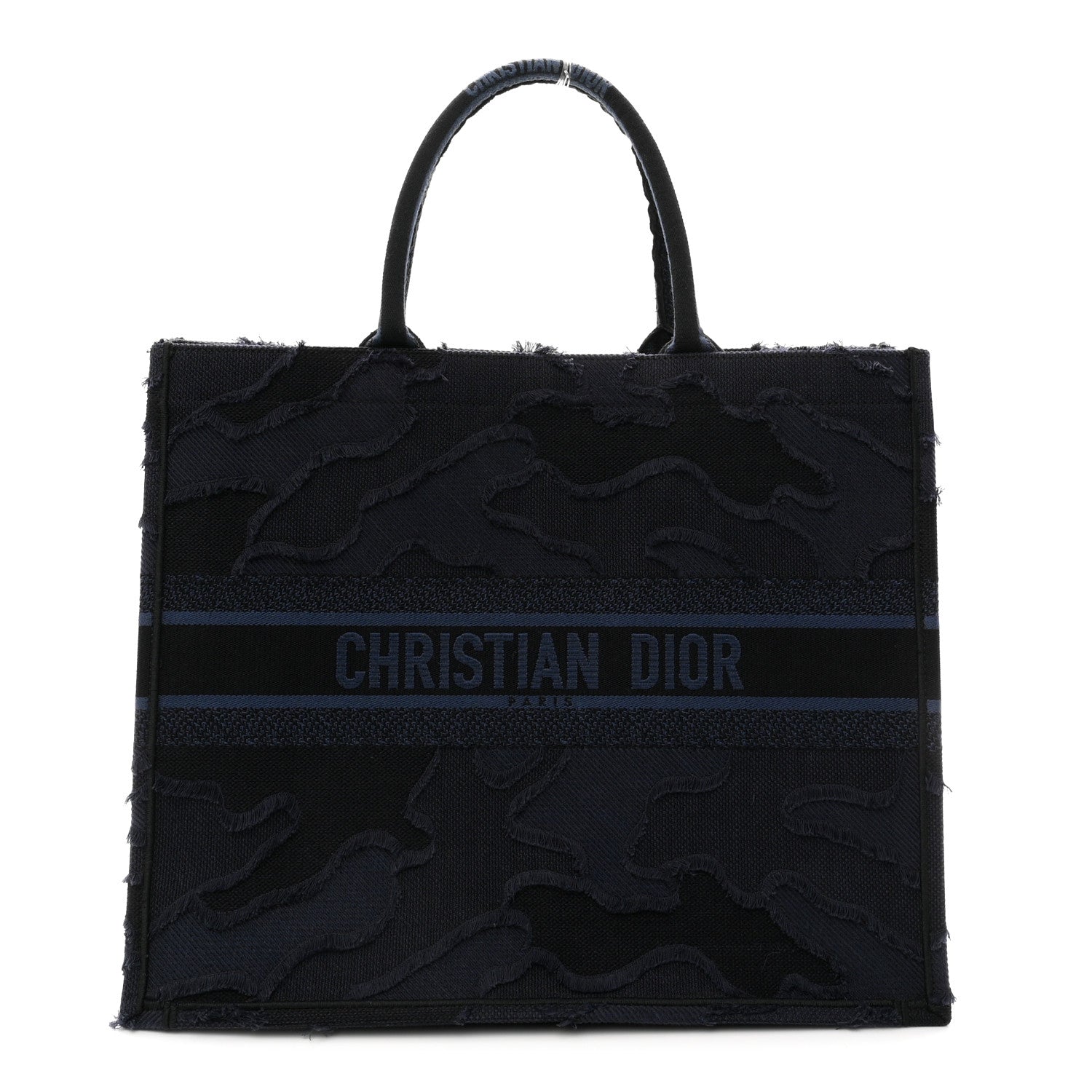 Christian Dior Canvas Embroidered Camouflage Book Tote Blue 1 of 10