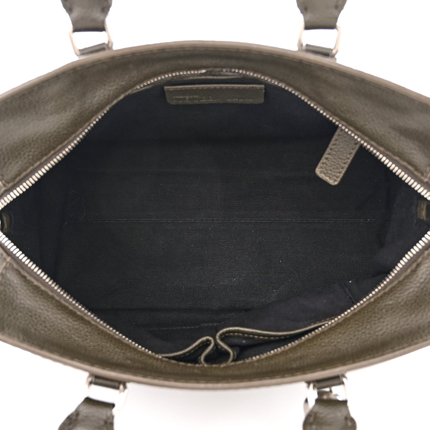 Pebbled Calfskin Small Skull Padlock Zip Around Tote Military Green