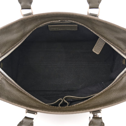 Alexander McQueen Pebbled Calfskin Small Skull Padlock Zip Around Tote Military Green 5 of 16