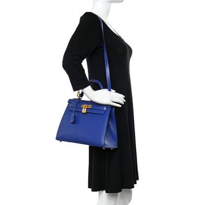 Hermes Tadelakt Kelly Sellier 28 Bleu Electrique 2 of 11