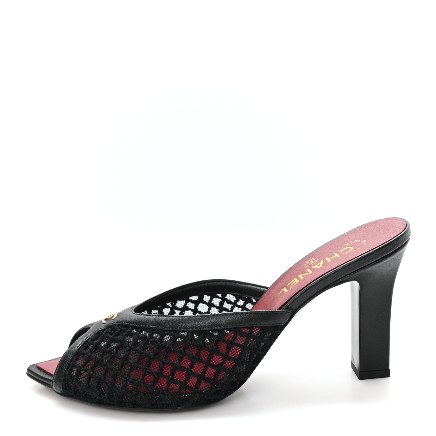 Chanel Mesh Cotton Lambskin CC Coco Beach Mules 40 Black 1 of 9