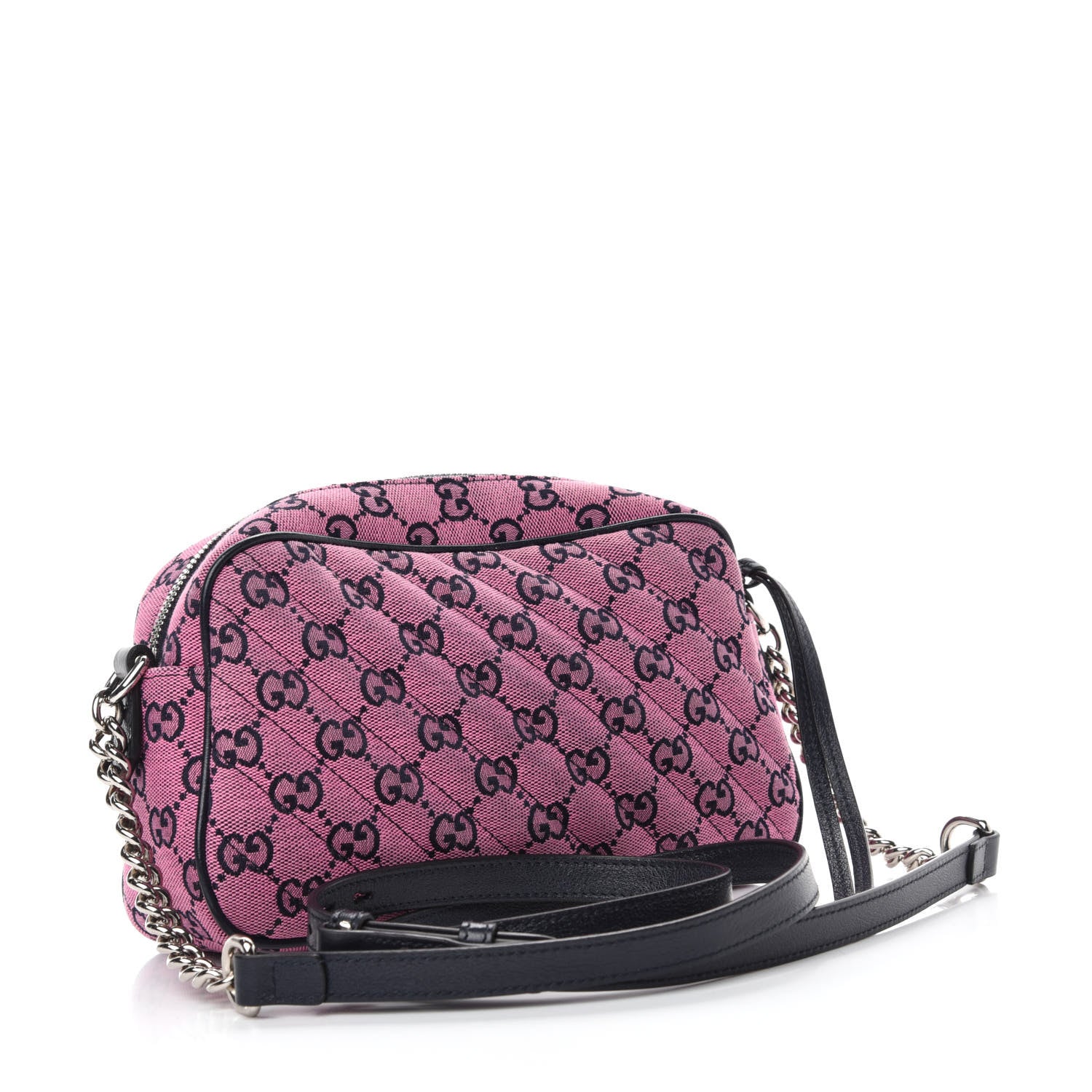 Gucci Monogram Multicolor Matelasse Diagonal Small GG Marmont Chain Shoulder Bag Pink Blue 3 of 11