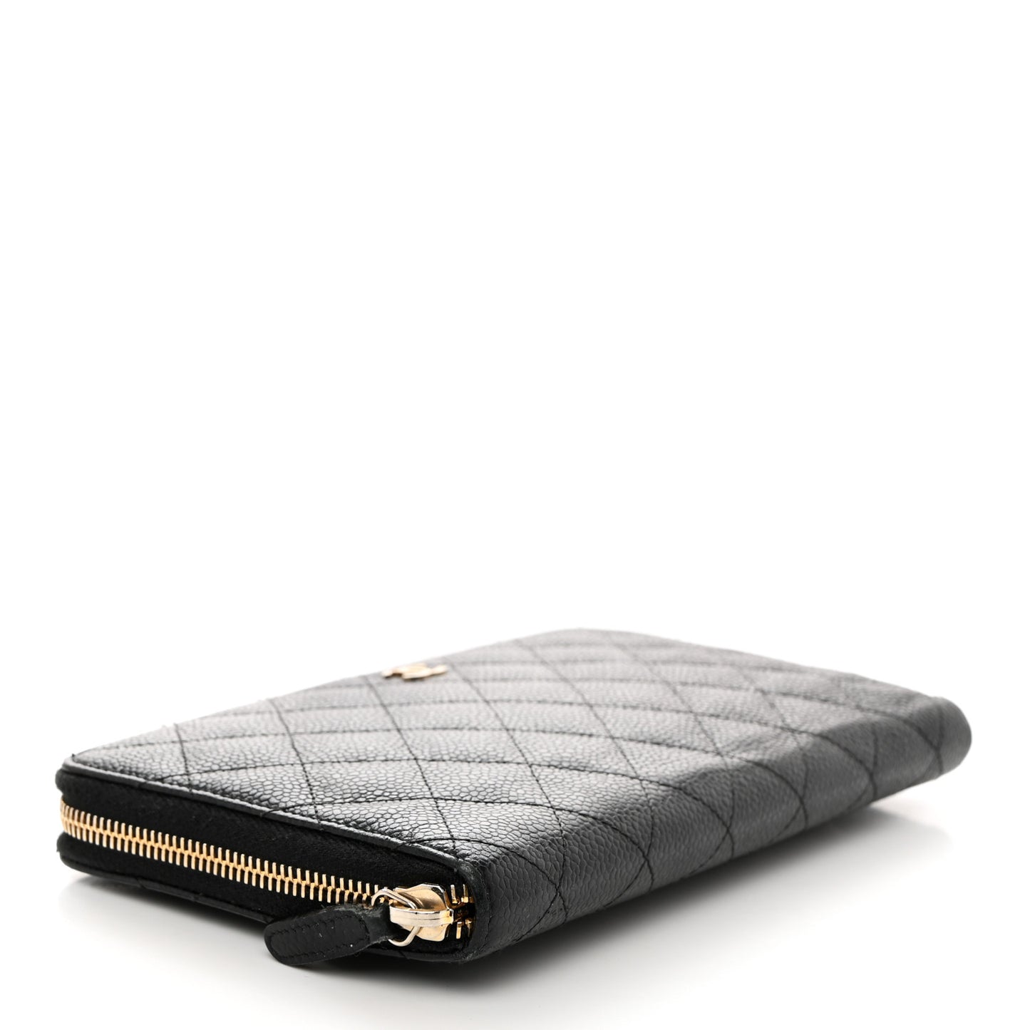 Caviar Quilted Large Zip Around Organizer Wallet Black