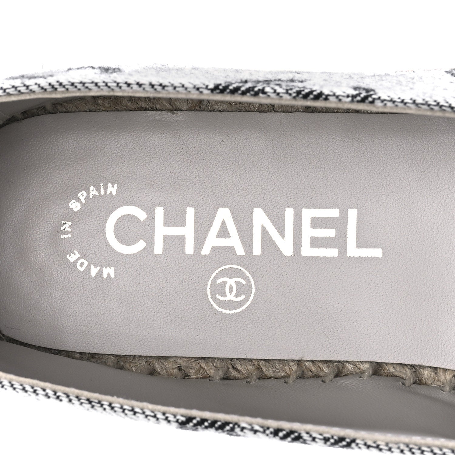 Chanel Cotton Jacquard Grosgrain CC Print Espadrilles 37 Grey Black 10 of 12