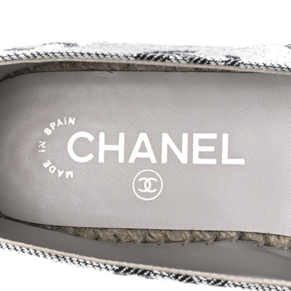 Chanel Cotton Jacquard Grosgrain CC Print Espadrilles 37 Grey Black 10 of 12