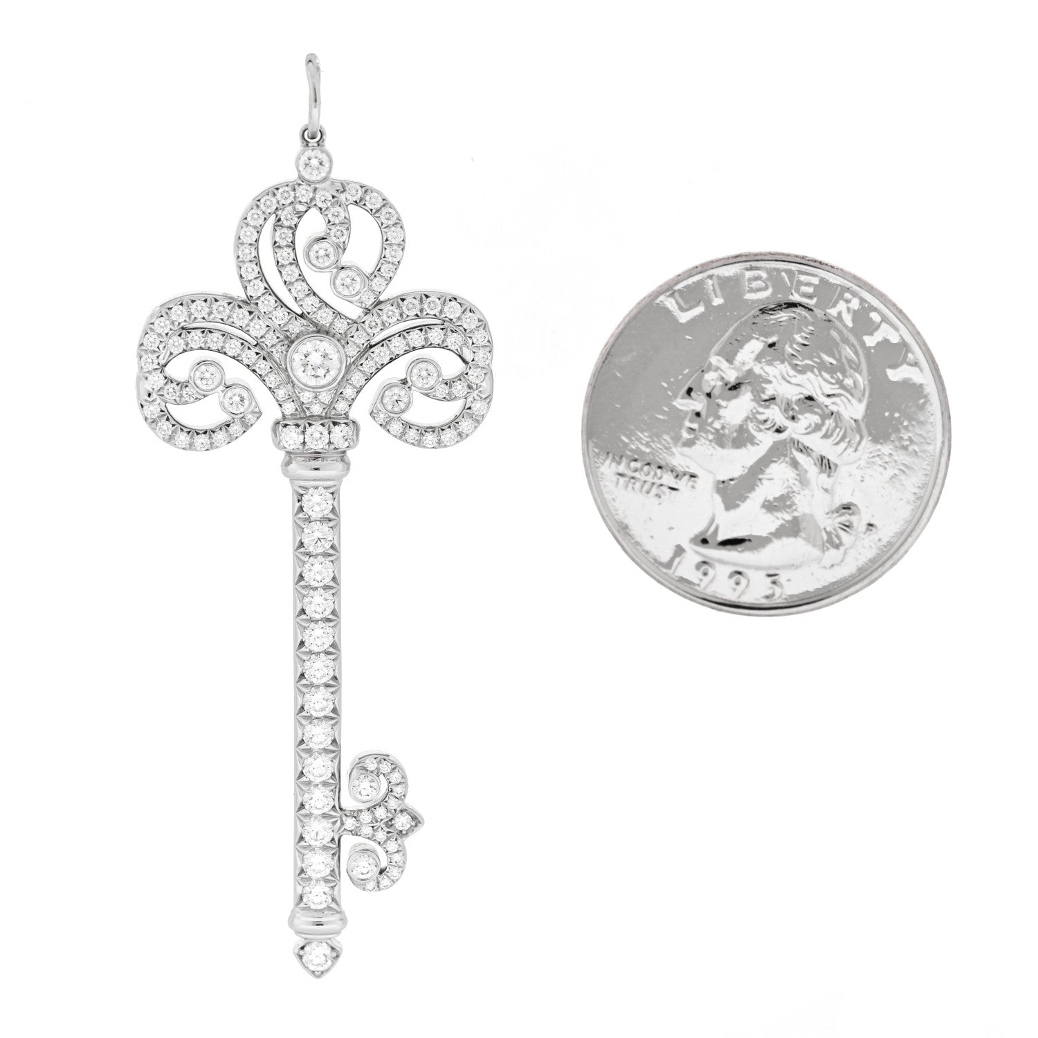 Tiffany Platinum Diamond Enchant Heart Key Pendant 2 of 5