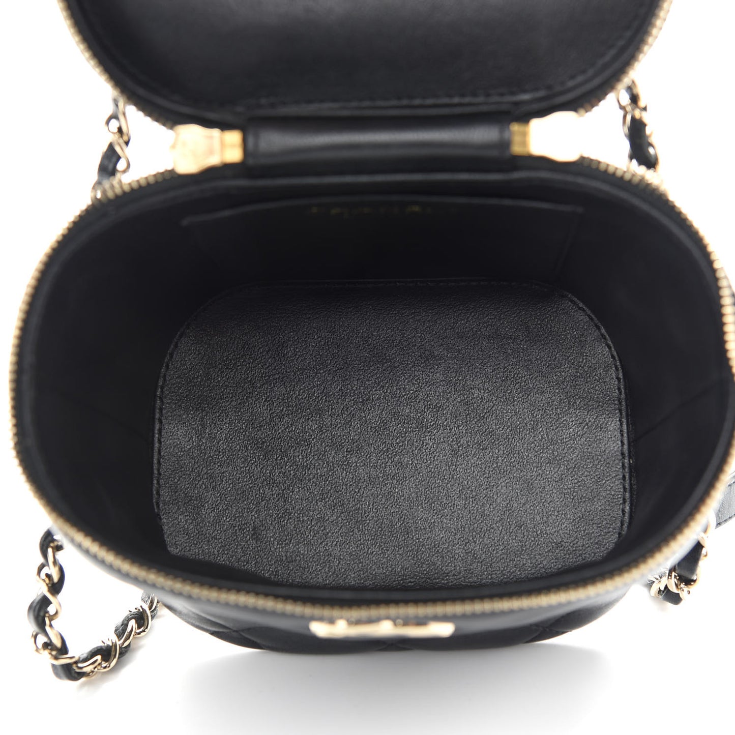 Lambskin Quilted Trendy Vanity Case Black