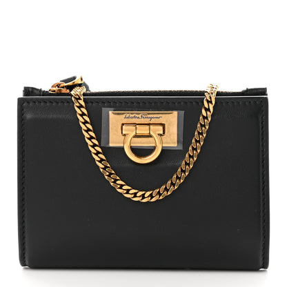 Salvatore Ferragamo Calfskin Gancini Chain Wallet Black 1 of 7