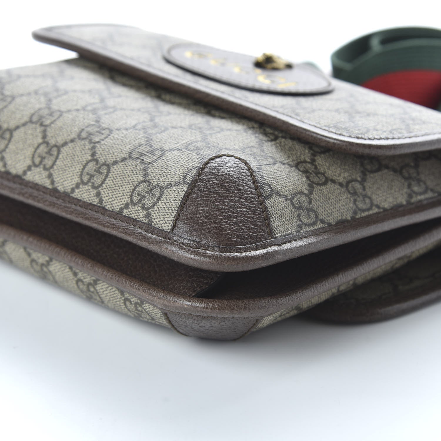 Gucci GG Supreme Monogram Web Small Neo Vintage Double Flap Messenger Bag Beige New Acero 7 of 10