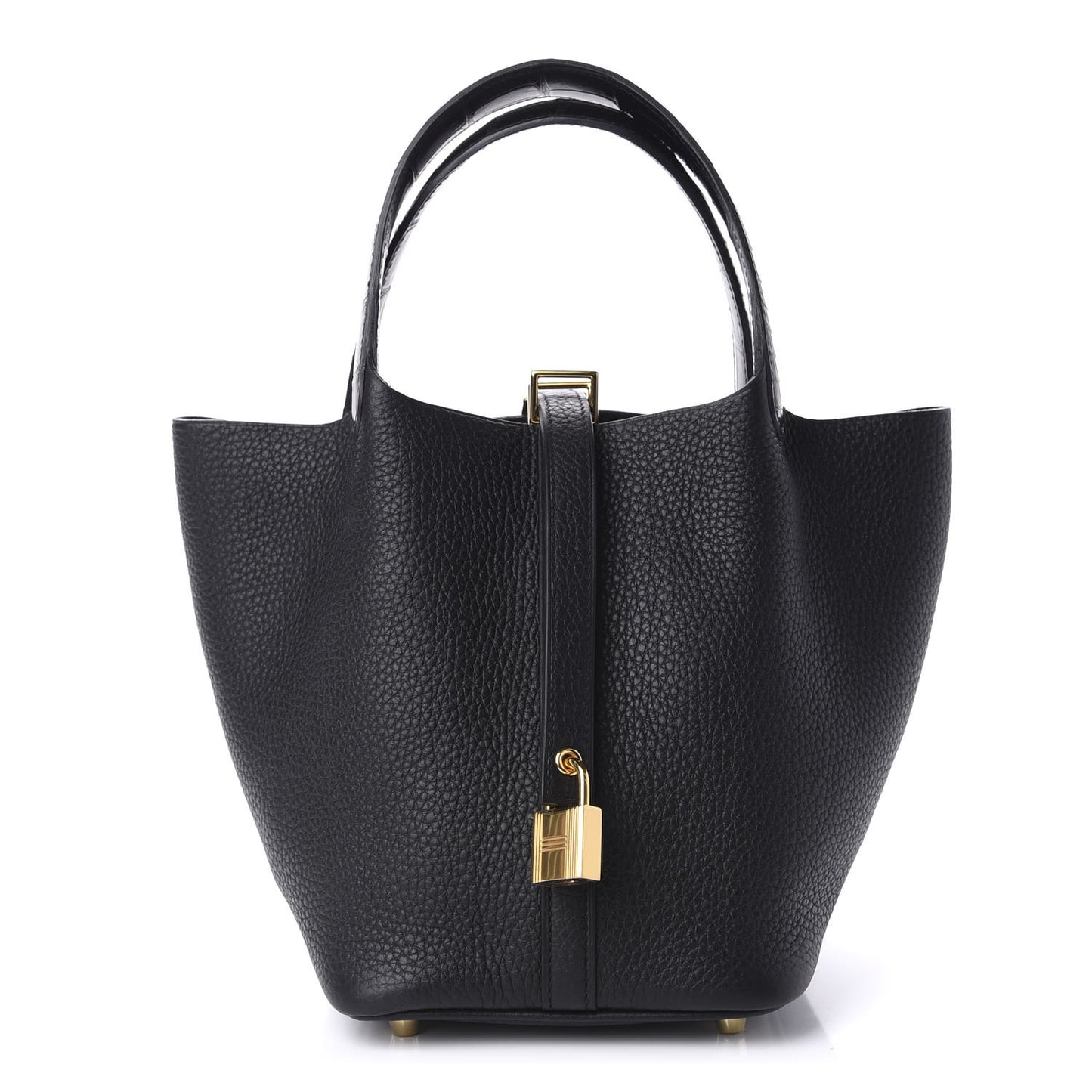 Taurillon Clemence Matte Alligator Picotin Lock Touch 18 PM Black