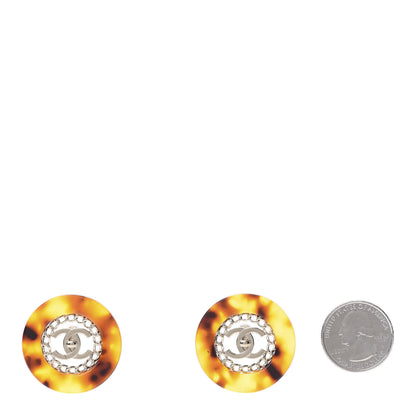 Chanel Resin CC Earrings Tortoise Gold 2 of 5