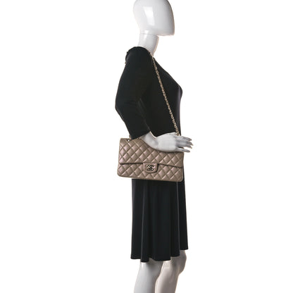 Chanel Iridescent Caviar Quilted Medium Double Flap Dark Beige 2 of 9