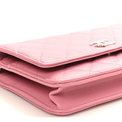 Chanel Lambskin Quilted Crystal Star Wallet On Chain WOC Pink 9 of 11