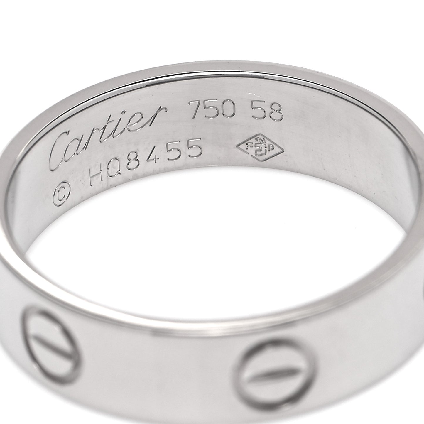 18K White Gold 5.5mm LOVE Ring 58 8.25