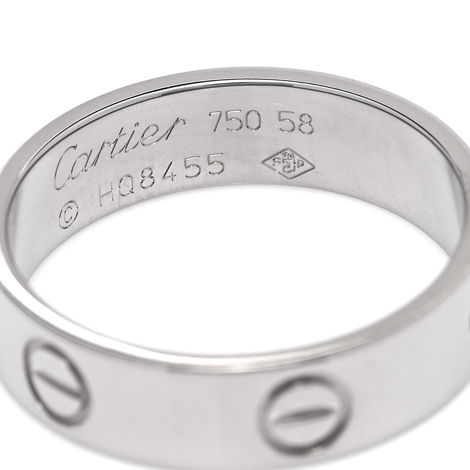 Cartier 18K White Gold 5.5mm LOVE Ring 58 8.25 4 of 4