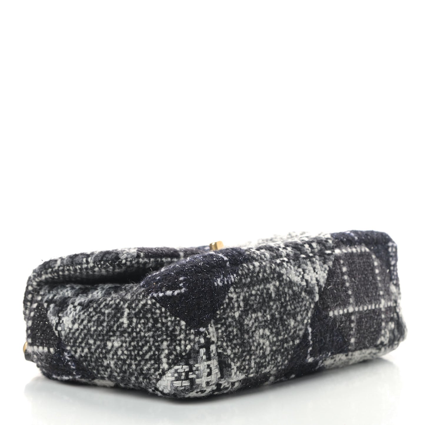 Tweed Quilted Medium Chanel 19 Flap Black White