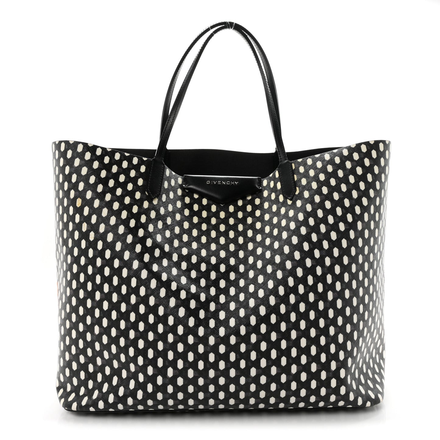 Coated Canvas Large Antigona Tote Black White
