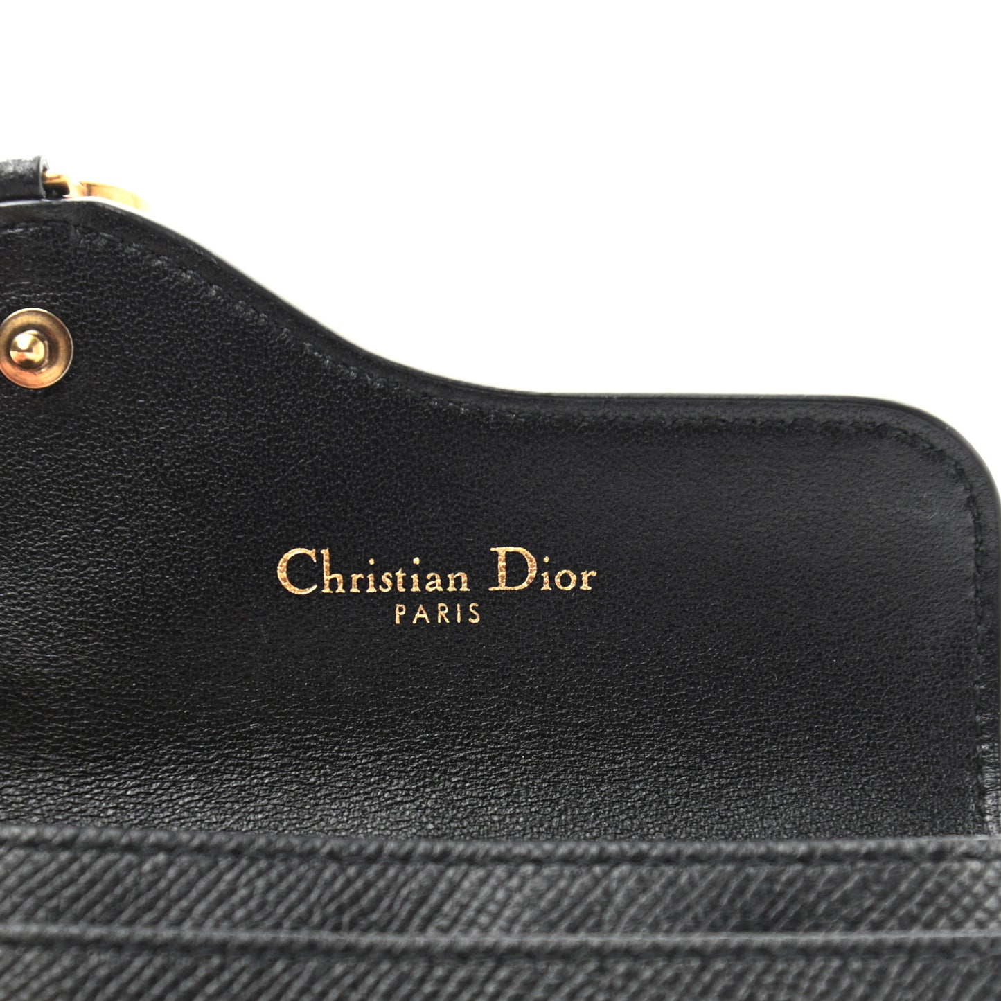 Grained Calfskin Saddle Card Holder Black