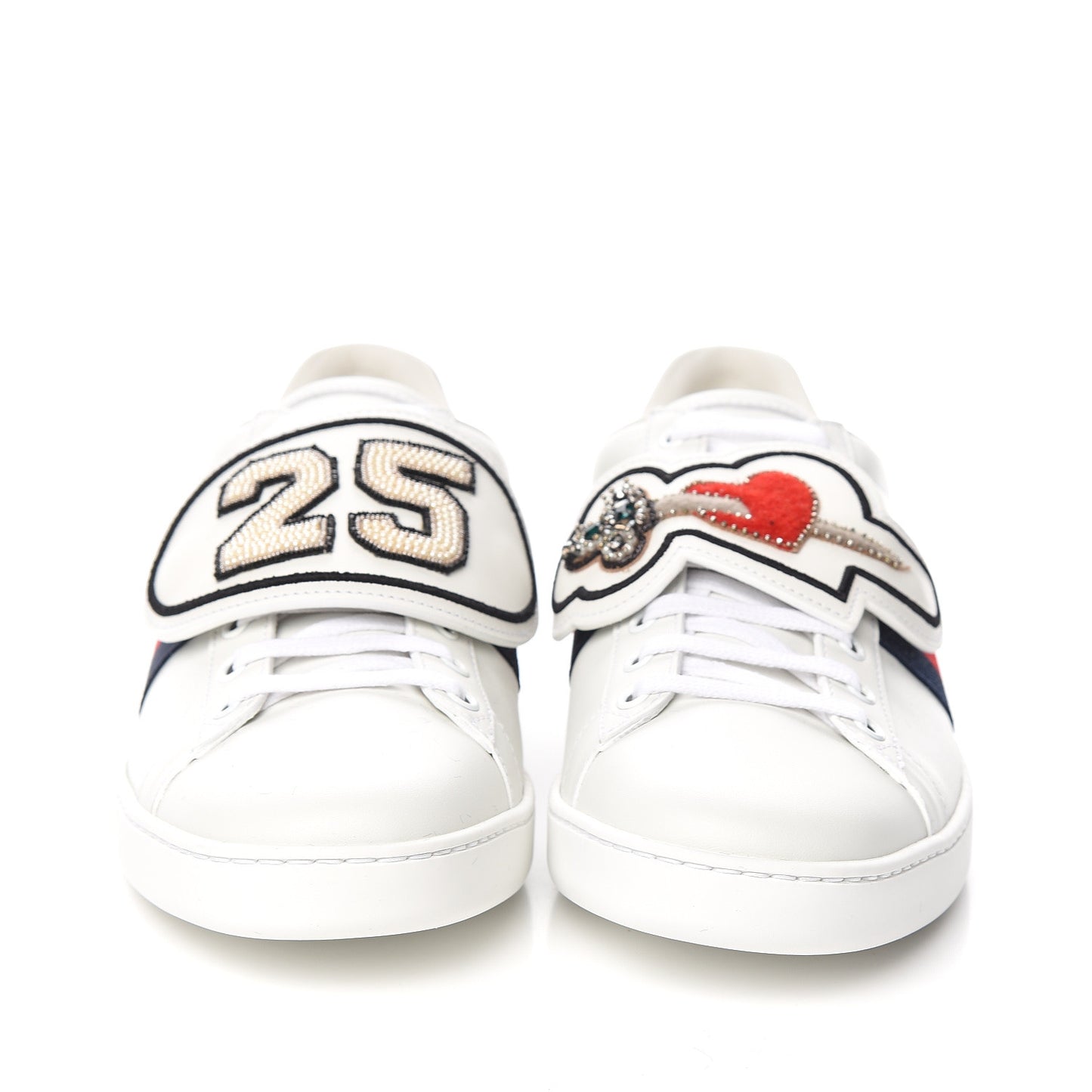 Calfskin Ayers Web Dagger Embroidered Womens Ace Sneakers 40 White