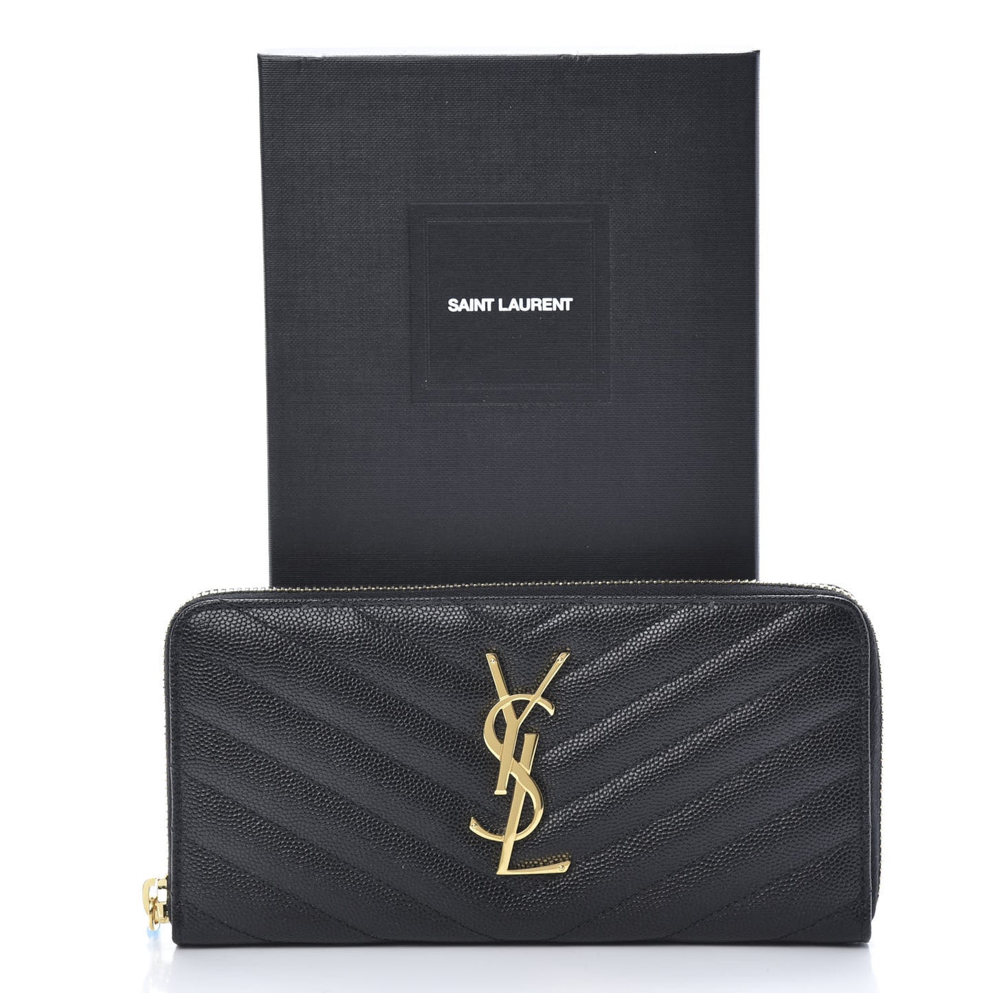 Grain De Poudre Matelasse Chevron Monogram Zip Around Wallet Black