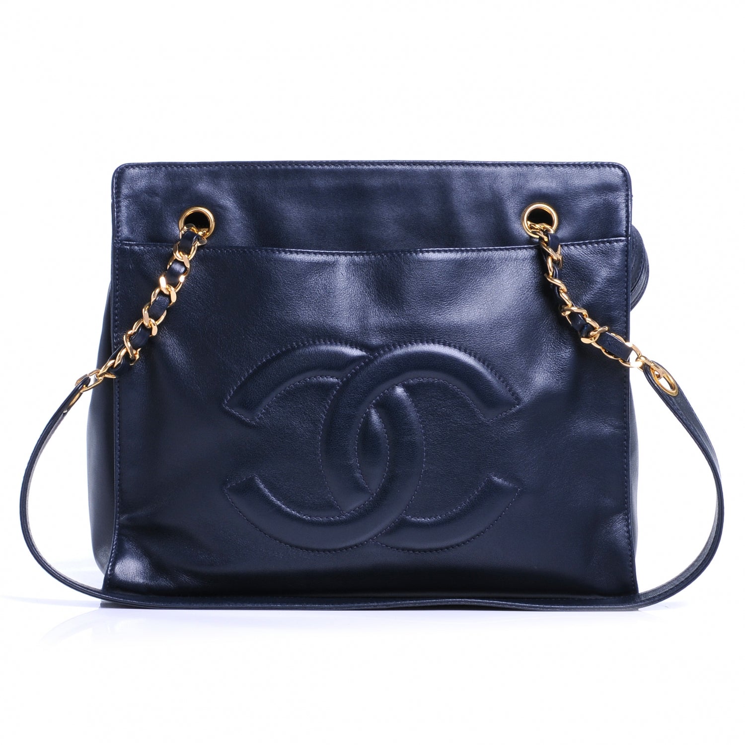 Chanel Lambskin CC Shoulder Bag Navy 1 of 7