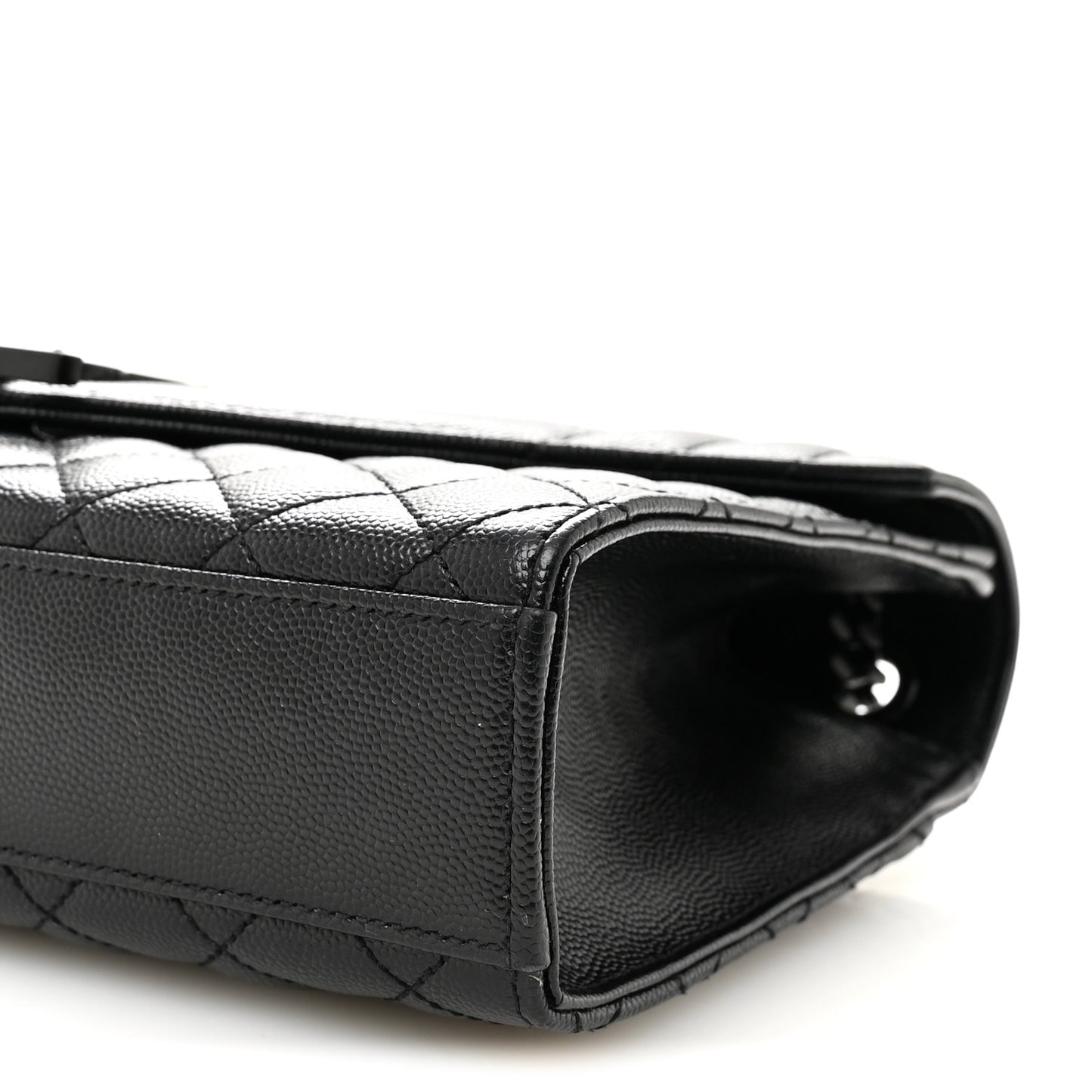 Grain De Poudre Textured Mixed Matelasse Triquilt Medium Monogram Monochrome Satchel Black