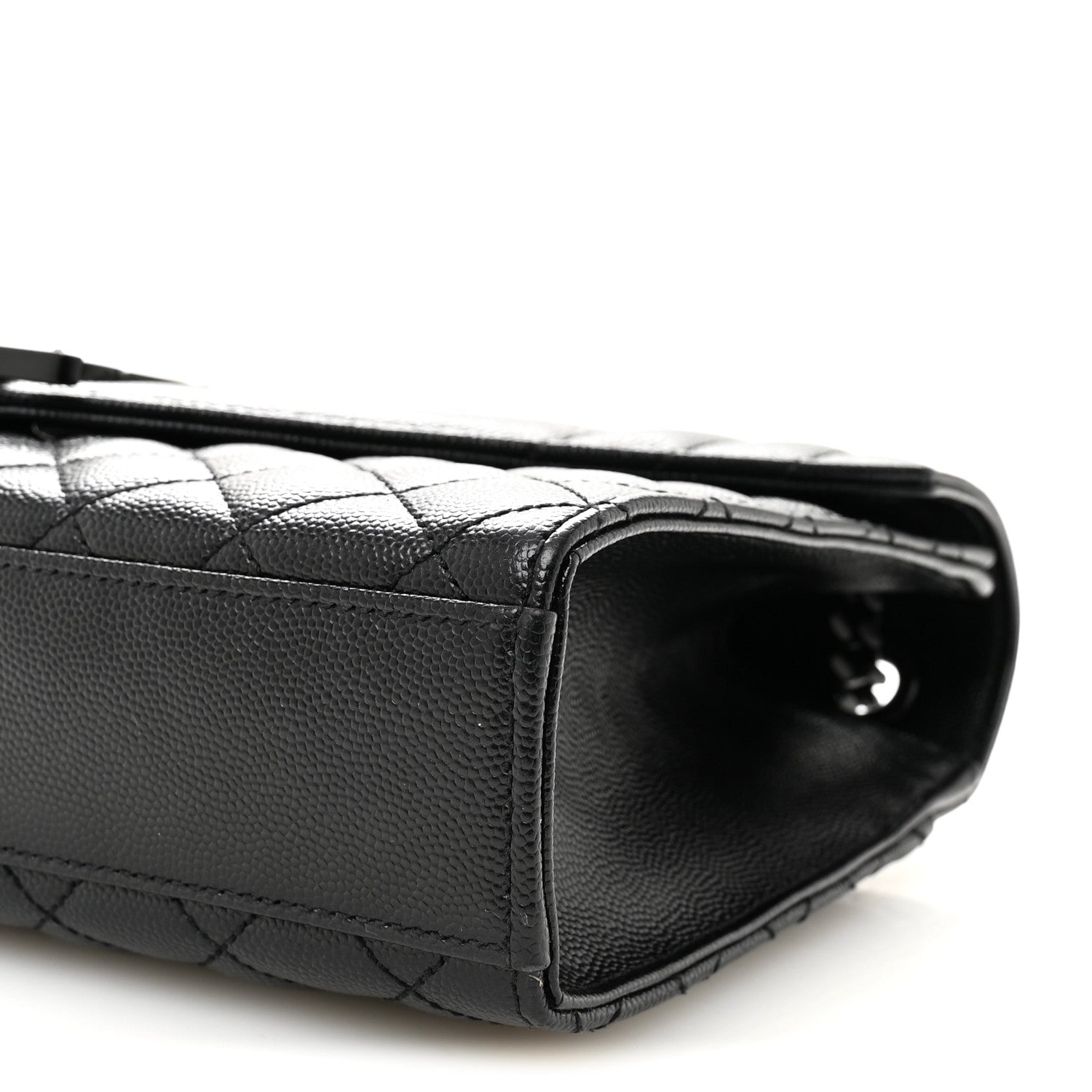 Saint Laurent Grain De Poudre Textured Mixed Matelasse Triquilt Medium Monogram Monochrome Satchel Black 9 of 9