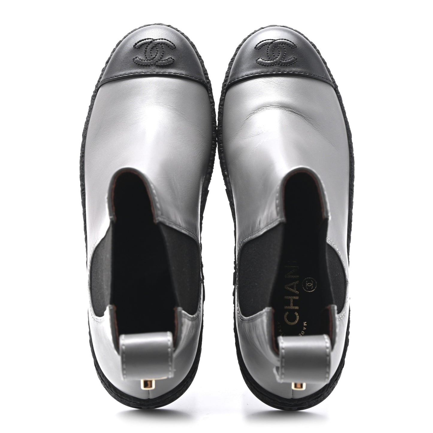 Calfskin Cap Toe CC Ankle Boots 38.5 Grey Black