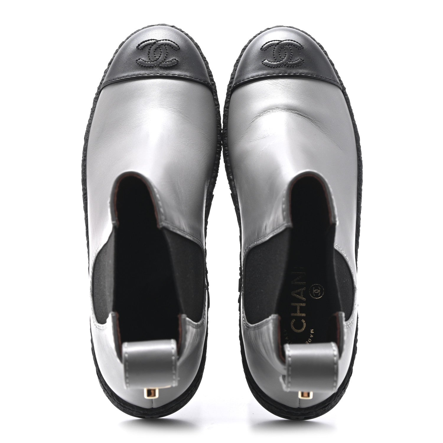 Chanel Calfskin Cap Toe CC Ankle Boots 38.5 Grey Black 2 of 10