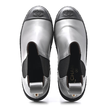 Chanel Calfskin Cap Toe CC Ankle Boots 38.5 Grey Black 2 of 10