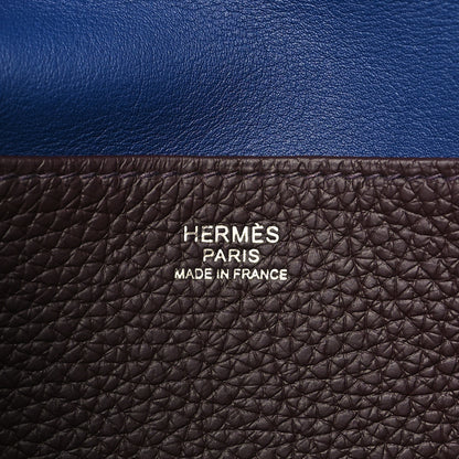 Hermes Taurillon Clemence Verso Halzan 25 Rouge Sellier Bleu Saphir 5 of 9