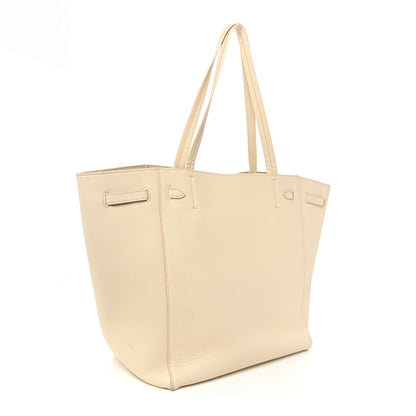 Celine Soft Grained Calfskin Small Belt Cabas Phantom Cream 3 of 12