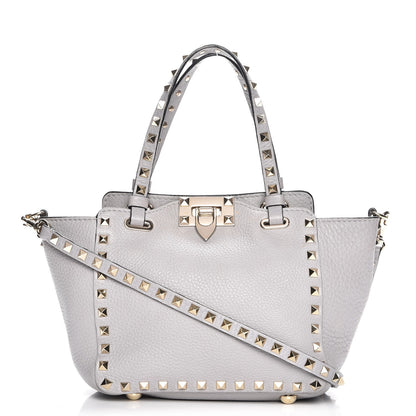 Valentino Garavani Grained Calfskin Mini Rockstud Tote Pastel Grey 1 of 8