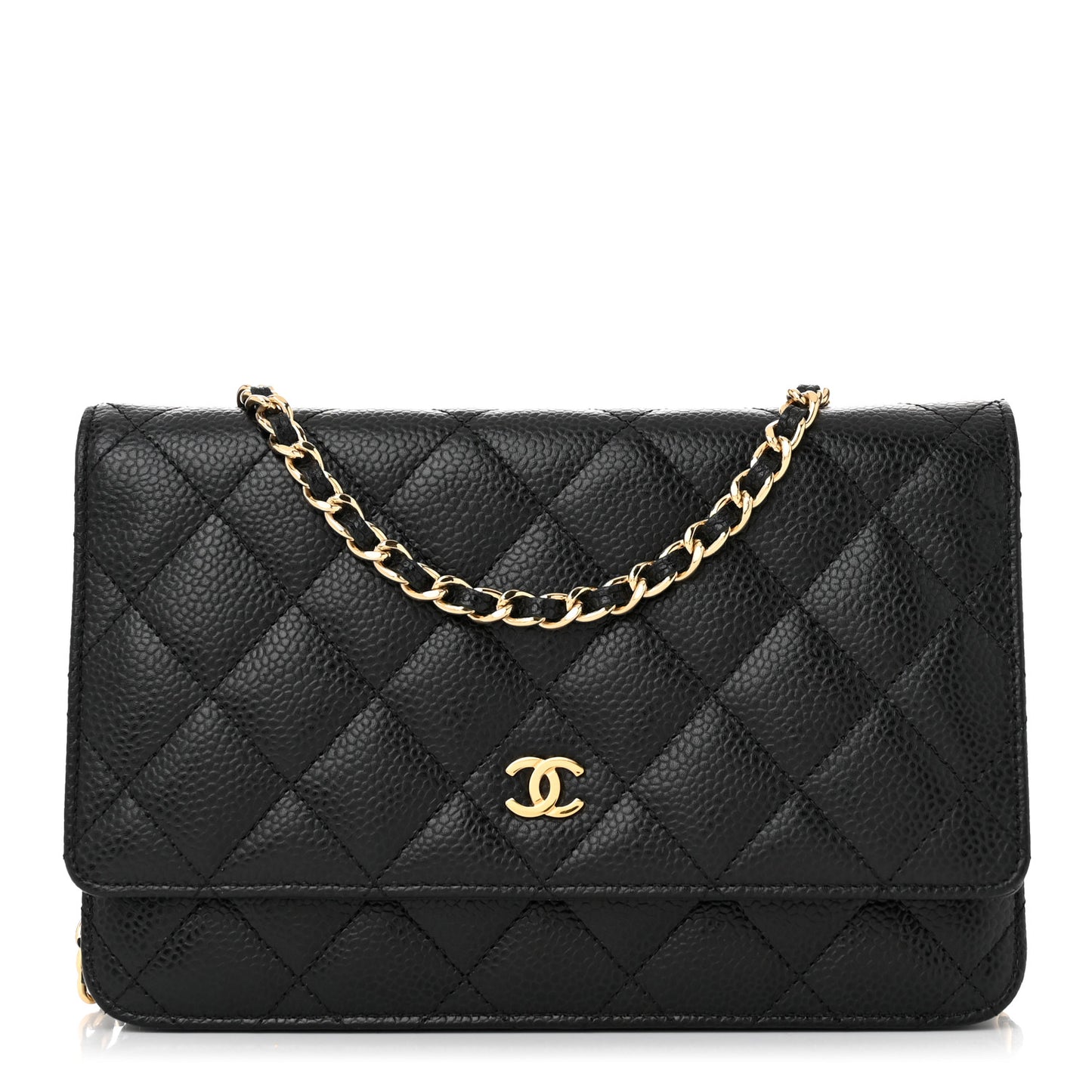 Caviar Quilted Wallet on Chain WOC Black