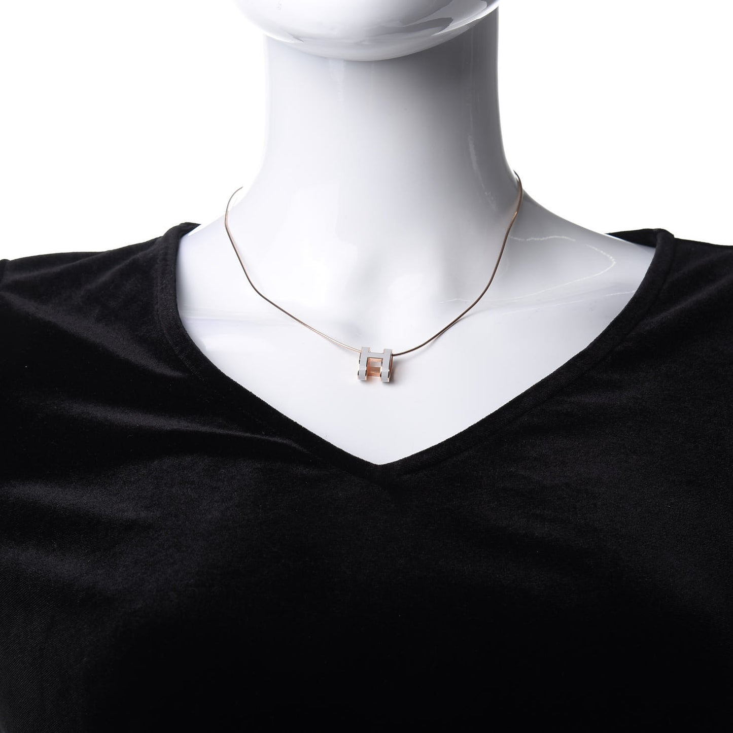 Lacquered Rose Gold Pop H Pendant Necklace White