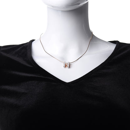 Hermes Lacquered Rose Gold Pop H Pendant Necklace White 2 of 5