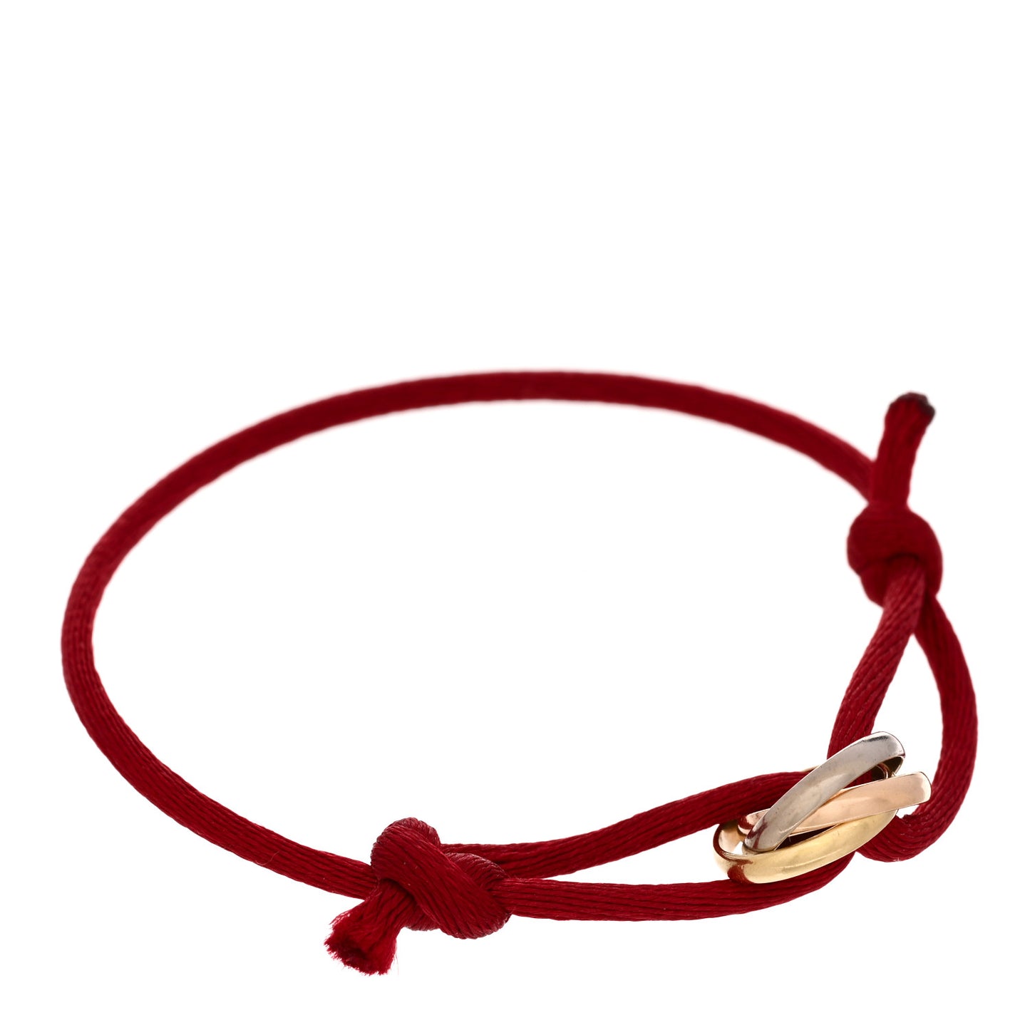 18K Pink Yellow White Gold Trinity Cord Bracelet Red