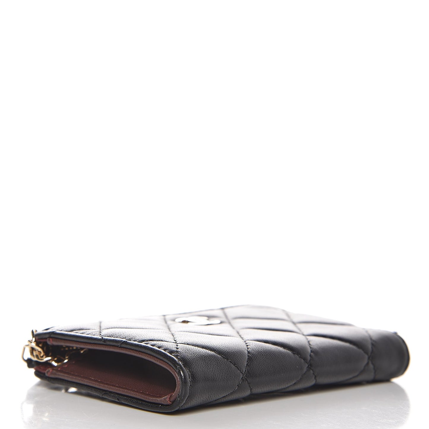 Lambskin Quilted Key Holder Case Black