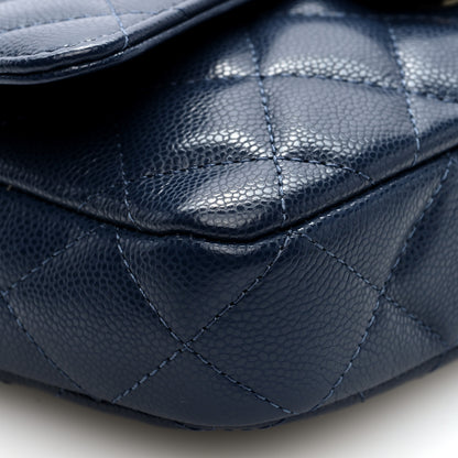 Chanel Caviar Quilted Flap Phone Holder With Chain Navy Blue 10 of 11