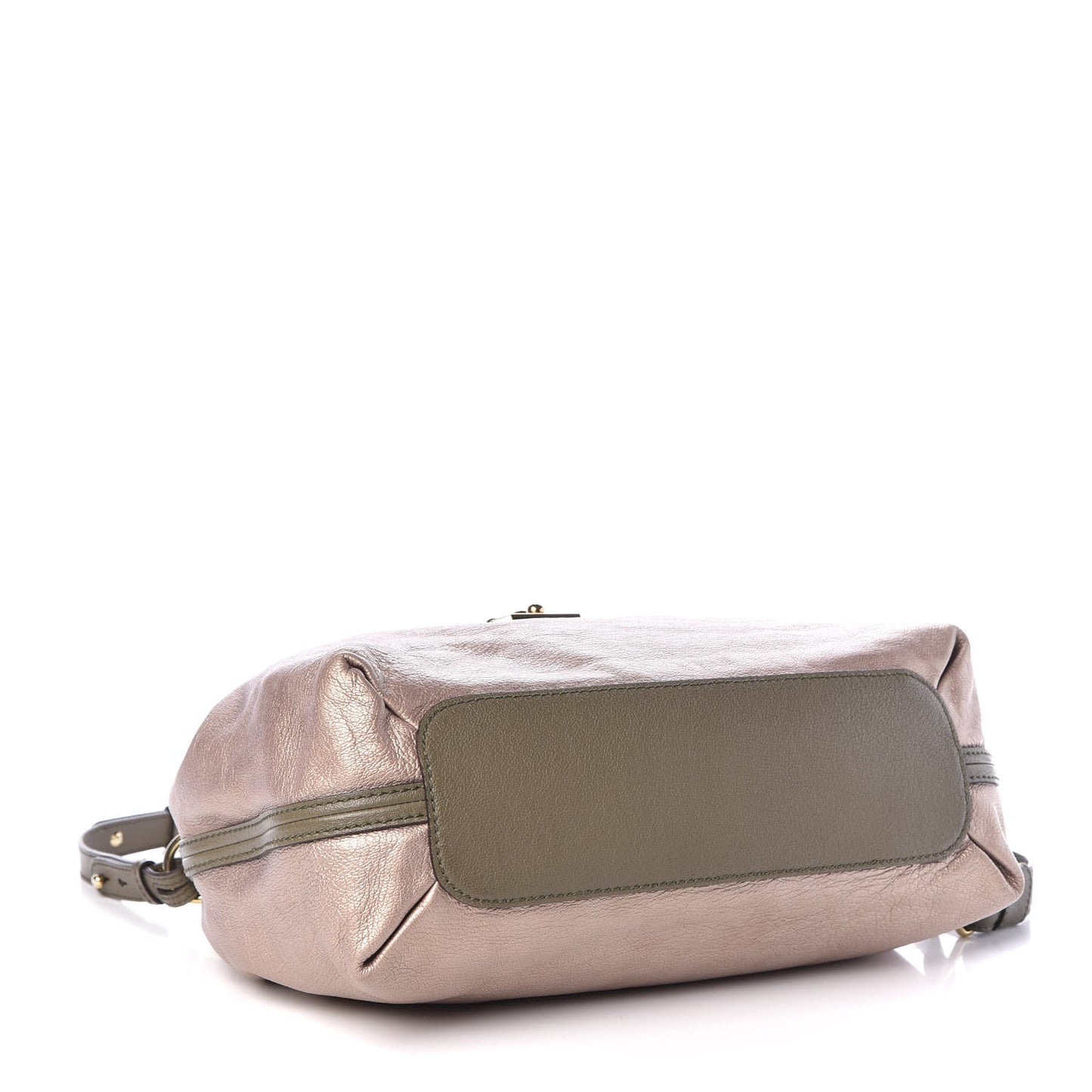 Metallic Calfskin Medium Elsie Satchel Gold Green