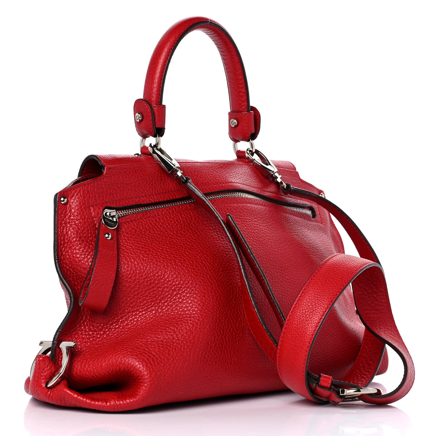 Grained Calfskin Sofia Satchel Red