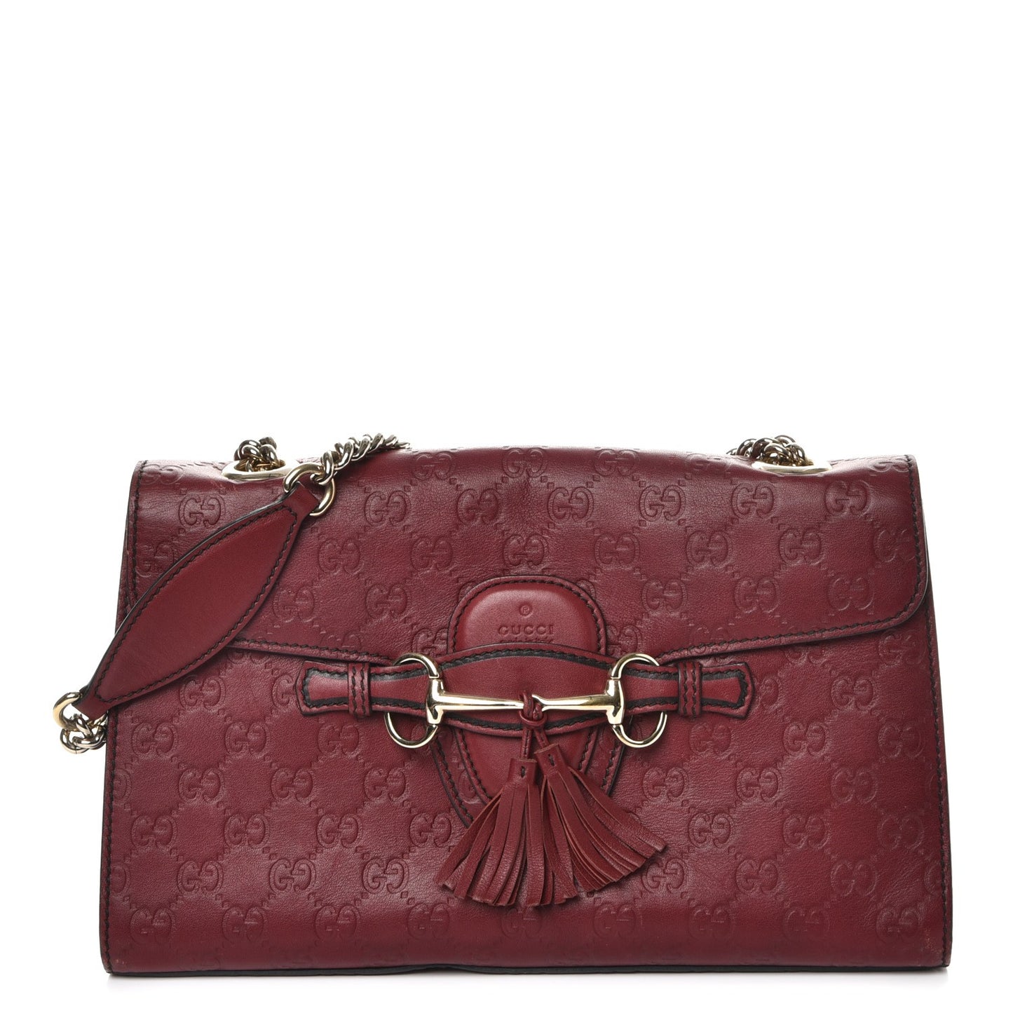 Soft Guccissima Medium Emily Chain Shoulder Bag Classic Ruby