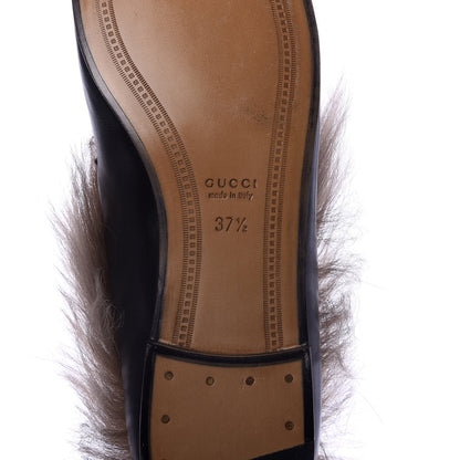 Gucci Malaga Kid Fur Womens Jordaan Loafers 37.5 Black Natural 8 of 9