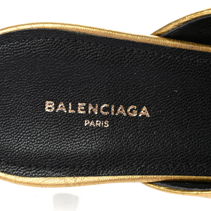 Balenciaga Metallic Textured Calfskin Pointed Toe Knife Mules 38.5 Gold 5 of 10
