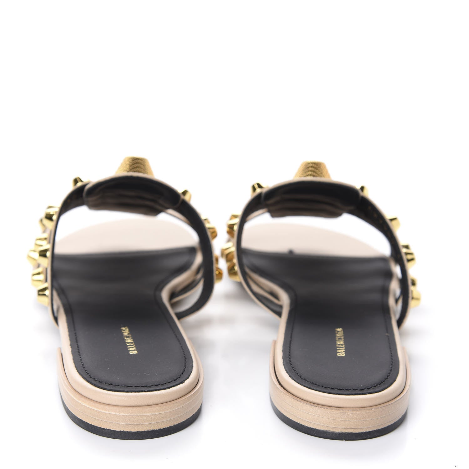 Balenciaga Agneau Lambskin Giant Gold Stud Sandals 36 Beige 6 of 10