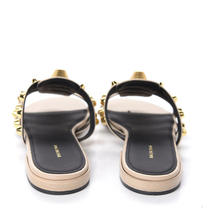 Balenciaga Agneau Lambskin Giant Gold Stud Sandals 36 Beige 6 of 10